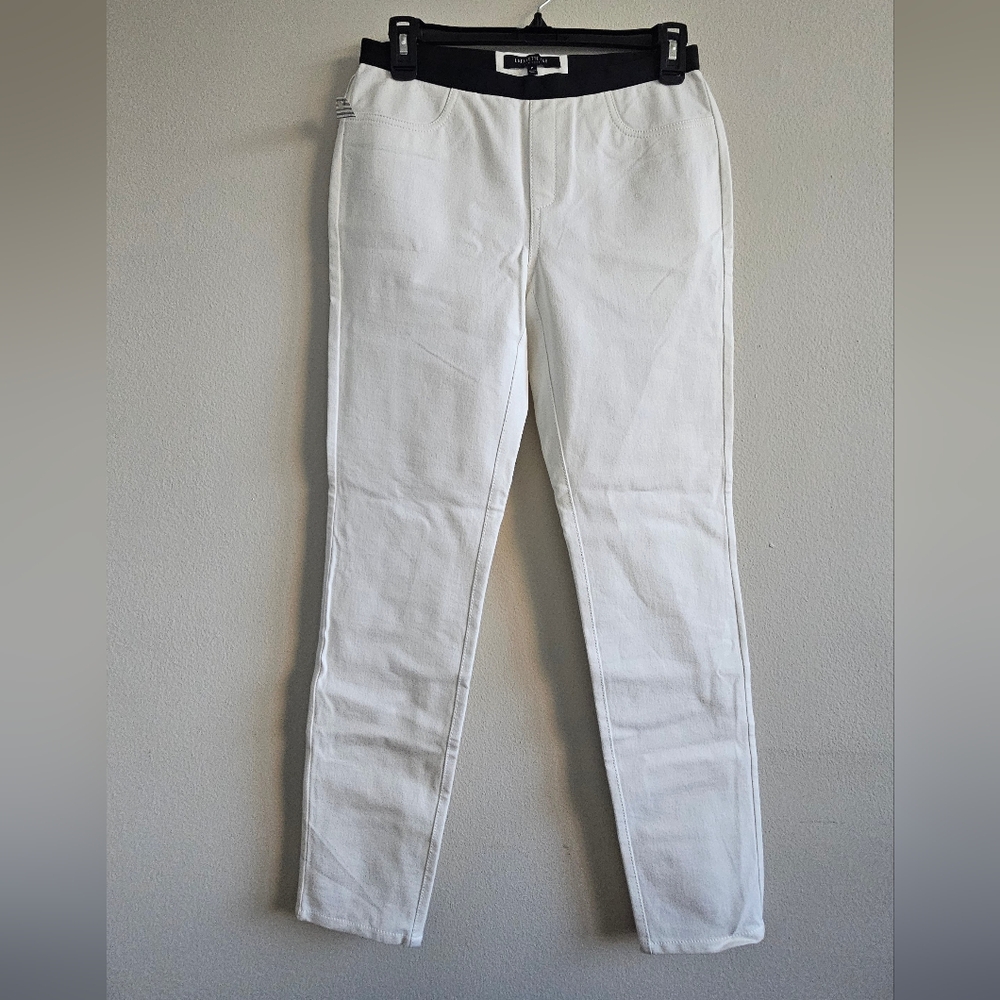 Lafayette 148 White Trousers with Black Elastic Trim Size P